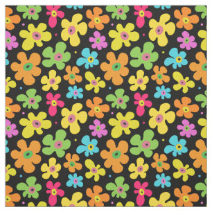 Fett helle Blume Muster auf schwarz Stoff