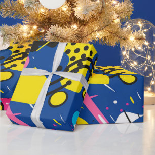 Fett helle Farben 90er Abstraktes Funky Art Muster Geschenkpapier
