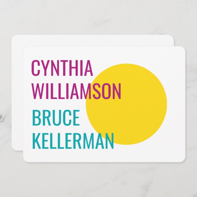 Fett heller Neon Pink Gelb Türkis Rett Datum Einladung (Vorne/Hinten)