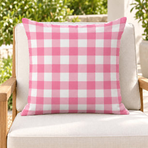 Fett Helles Rosa Weiß Gingham Kariert Karo Kissen