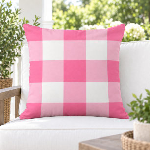 Fett Helles Rosa Weiß Großkariert Gingham Kissen