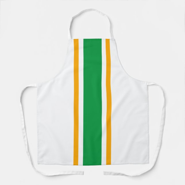 Fett hellgrüne gelbe Streifen auf weiß Schürze (Vorderseite)