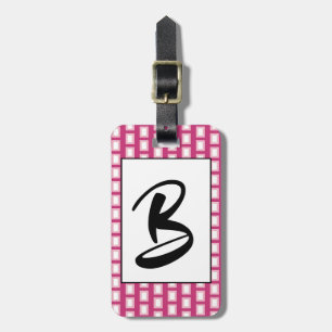 Fett hellrosa und weiß: Funky Retro Monogram Gepäckanhänger