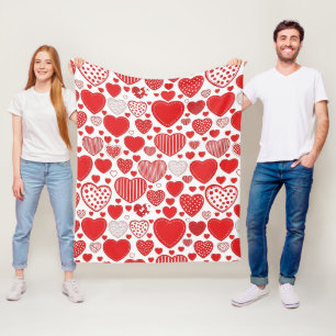 Fett Herz Rot Weiß Schwarz Romantische Kritzeleien Fleecedecke