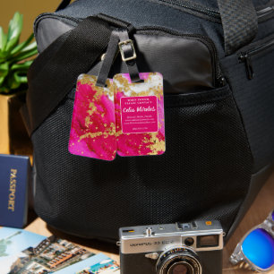 Fett Hot Pink Rot Marmor Weiße Imitate Gold Flakes Gepäckanhänger