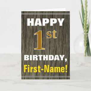 Fett, Imitate Holz, Imitate Gold 1. Geburtstag + N Karte