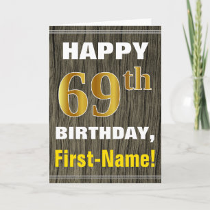 Fett, Imitate Holz, Imitate Gold 69. Geburtstag +  Karte