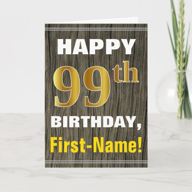 Fett, Imitate Holz, Imitate Gold 99. Geburtstag +  Karte (Vorderseite)