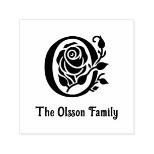 Fett Initial mit Rose Familienname Date Estd N Wh Permastempel
