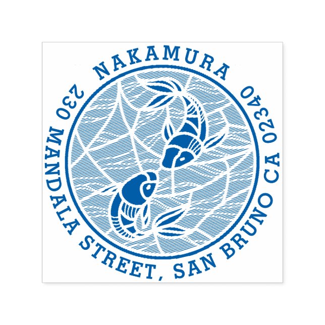 Fett japanische Koi Pond-Familie Name Rücksendeadr Permastempel (Design)