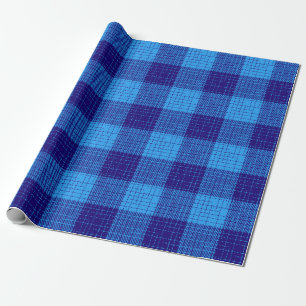 Fett kariert, Design mit blauem Kreuzschachbrettmu Geschenkpapier
