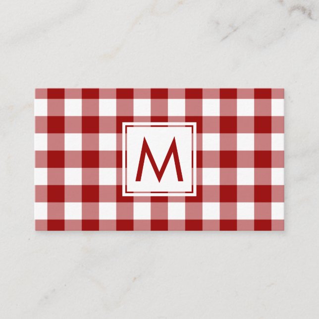Fett Kariertes Muster-Monogramm Visitenkarte (Vorderseite)
