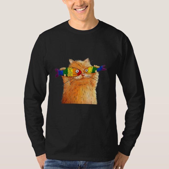 Fett Katze Fisch Fischfang Augen Pet Lgbt Fisch Lo T-Shirt (Vorderseite)