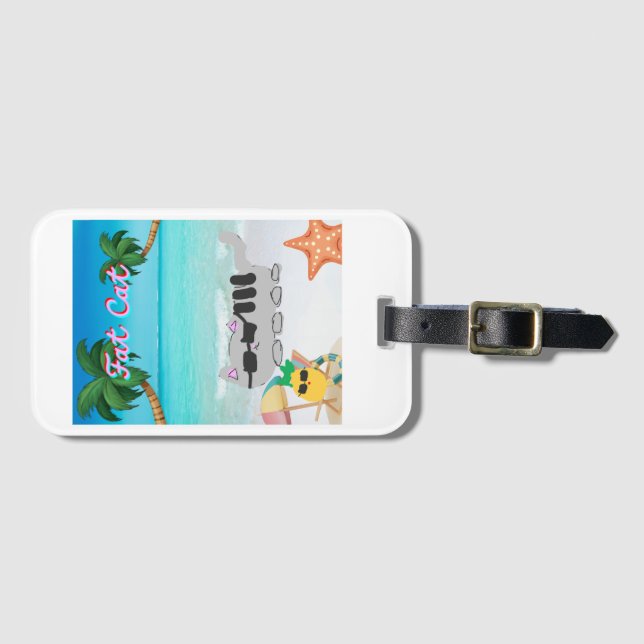 Fett Katze Urlaub Gepäckanhänger (Vorderseite (Horizontal))