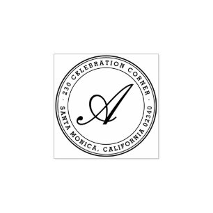 Fett klassische Script Monogram Round-Rücksendeadr Gummistempel