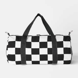 Fett klassisches Retro schwarz und weiß kariert Duffle Bag