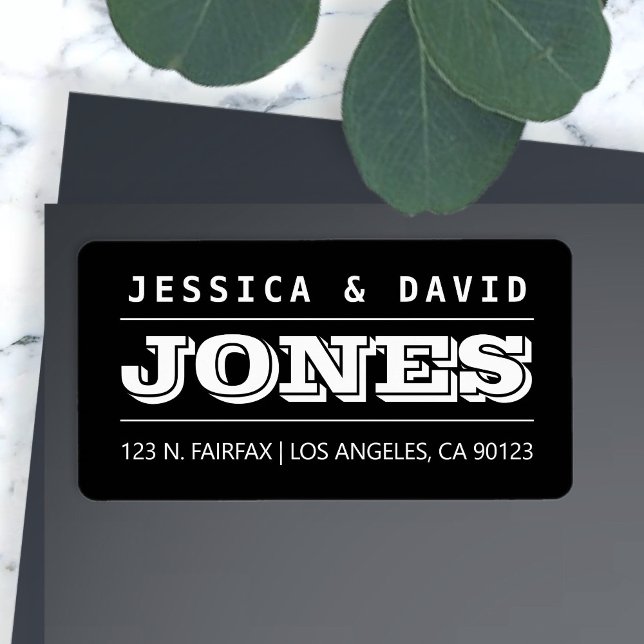 Fett kreatives Schwarz-Weiß-Label Adressaufkleber (Von Creator hochgeladen)