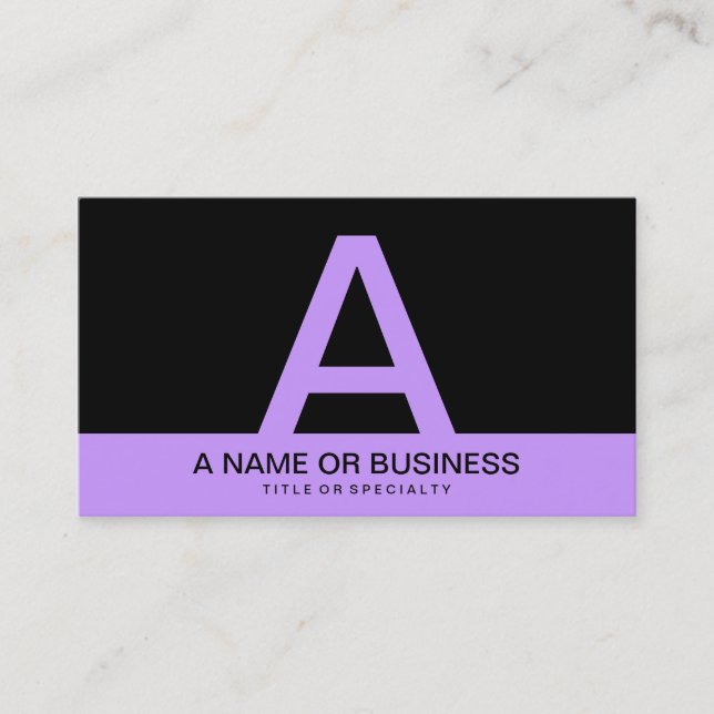 fett LAVENDER Monogramm Visitenkarte (Vorderseite)