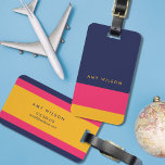 Fett Lebendige, blau-rosa gelbe Farbblockmarke Tag Gepäckanhänger<br><div class="desc">Stilvolle personalisierte Gepäckmarke in kühlem und lebhaftem Blau, Rosa und Gelb. Personalisieren Sie dieses Tag, indem Sie Platzhaltertexte durch Ihre Informationen ersetzen. Für weitere Optionen, wie zum Beispiel den Schriftart zu ändern, klicken Sie auf die Schaltfläche "Anpassen". *Bitte beachten Sie, dass das Zazzle-Wasserzeichen, das in der Zoomvorschau angezeigt wird, nicht...</div>