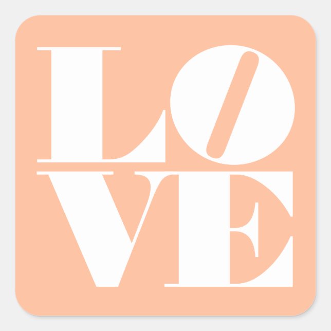 Fett Liebe Peach White Valentines Square Aufkleber (Vorderseite)