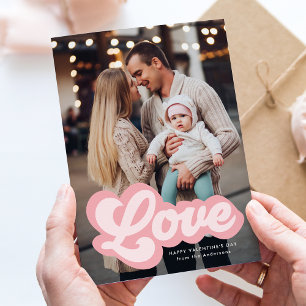 Fett Liebe Script Rosa Foto Valentinstag Feiertagskarte