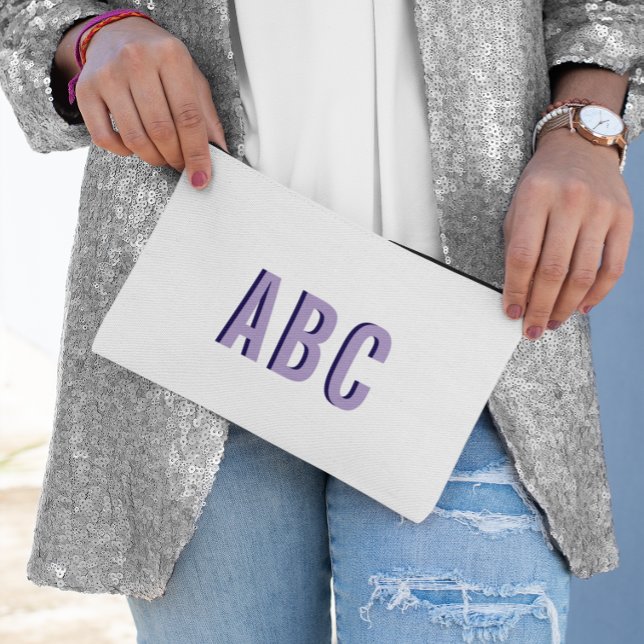 Fett Lila 3 Letter Monogram Zubehörtasche (Bold Pale Purple 3 Letter Monogram Accessory Pouch)