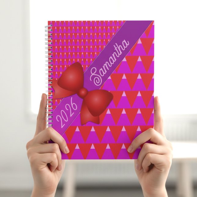Fett Lila Orange Moderne Geometrie  Planer (Its cute, its customizable and has a fun triangle design in bright purple and orange.)