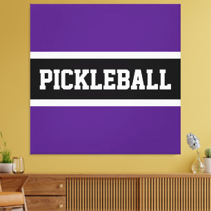 Fett Lila schwarze Sportbriefe PICKLEBALL Text Leinwanddruck