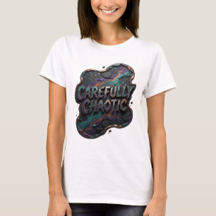 Fett lila SORGFÄLTIG CHAOTISCHES Zitat-Shirt T-Shirt