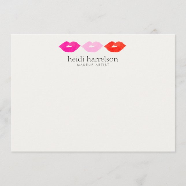Fett Lips Trio Aquarell Schönheitsflach Karte (Vorderseite)