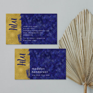 Fett Luxus Saphire Gold Brush Monogram Visitenkarte