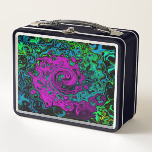Fett Magenta Abstract Groovy Flüssige Kunst Wirbel Metall Brotdose