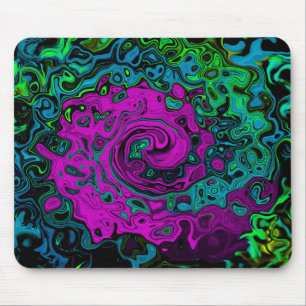 Fett Magenta Abstract Groovy Flüssige Kunst Wirbel Mousepad