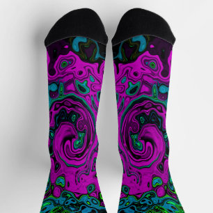 Fett Magenta Abstract Groovy Flüssigkeitskunst-Wir Socken
