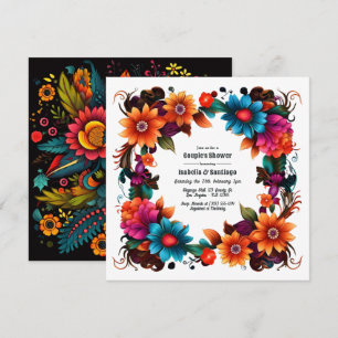 Fett mexikanische Fiesta Floral Couple Dusche Einladung