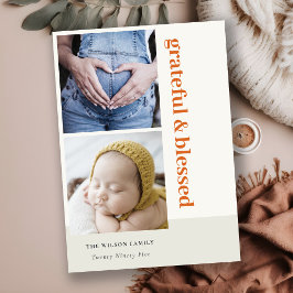 Fett Minimal 2 Foto Roter Rost dankbar und gesegne Feiertagskarte