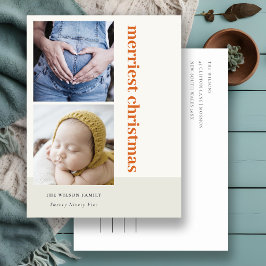 Fett Minimal 2 Foto Roter Rot Rost Frohe Weihnacht Feiertagspostkarte