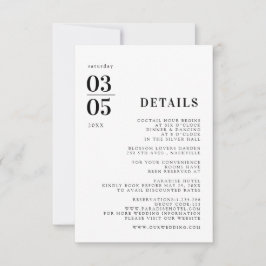 Fett Minimal Trending Wedding Details Card RSVP Karte