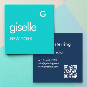 Fett Minimalistisch Modern Blau Türkis  Quadratische Visitenkarte