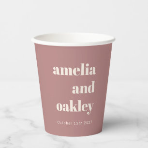 Fett Minimalistische Dusty Rose Retro Custom Weddi Pappbecher