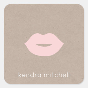 Fett Minimalistische Rosa Lippen Logo Makeup Artis Quadratischer Aufkleber