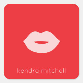 Fett Minimalistische Rosa Lippen Logo Makeust Arti Quadratischer Aufkleber