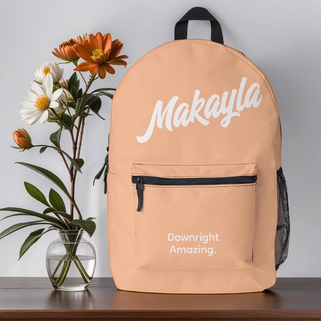 Fett Minimalistische Typografie Bedruckter Rucksack (Get this personalized backpack. Simply customize it and add it to your cart.)