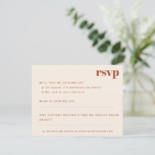 Fett Minimalistischer Rostfall Retro Custom Weddin RSVP Karte