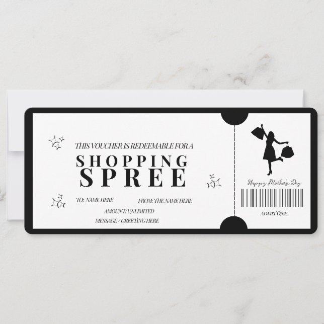 Fett Minimalistischer Shopping Spree Voucher Einladung (Vorderseite)