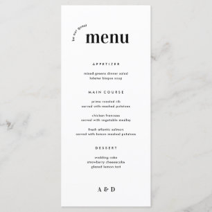 Fett Minimalistisches Hochzeitmenü und Bar Menu Menükarte