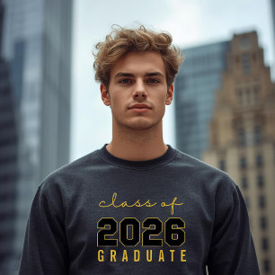 Fett Minimalistisches Schwarz Gold Absolvent Klass Sweatshirt