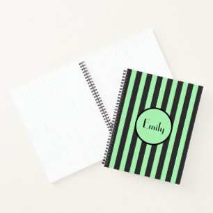 Fett Mintgrün & Schwarz gestreift Bullet Journal Notizbuch