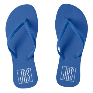 Fett Modern 3 Initialen Monogramm Blau weiß Flip Flops