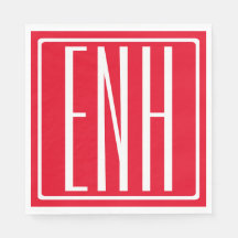 Fett Modern 3 Initialen Monogramm | Rot (bzw. Deue